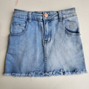 Desu Girls Light Blue Jens Denim Skirt Raw Hem W.22 Stretch Size 6